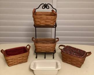 MMC124 Longaberger Baskets & Wrought Iron Stand
