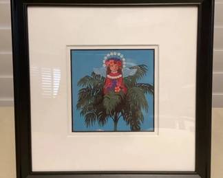 MMC089 Framed Picture Of An Angel On A Palm Tree By Rosalie Prussing