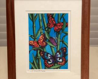 MMC133 Framed Picture Of Butterflies In A Bamboo Grove By Holly Kitaura