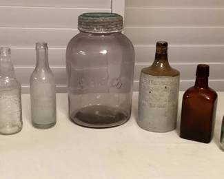 MMC047 Vintage Glass Bottles & Ceramic Bottle