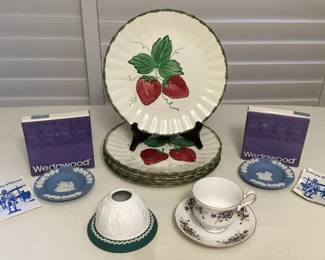 MMC029 Wedgwood Fairy Light & Ashtrays, Blue Ridge Plates & Queen Anne Tea Cup & Saucer