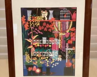 MMC085 Koa Framed Rosalie Prussing Picture Of Flower Shop