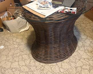 . . . wicker table with glass top