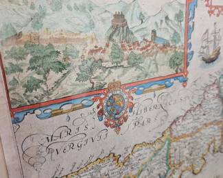 Antique framed maps.