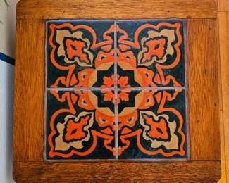 1930's Taylor Tilery Tile Table. Moorish flame four-tile design. (Great condition)