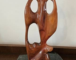 Clement Lemieux - Wood & Granite Sculpture, titled "Coeur d'Etienne".
