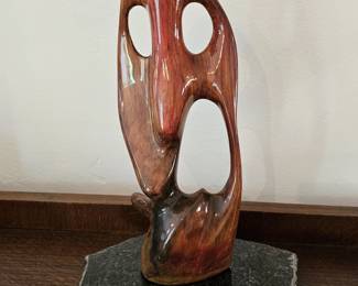 Clement Lemieux - Wood & Granite Sculpture, titled "Coeur d'Etienne".