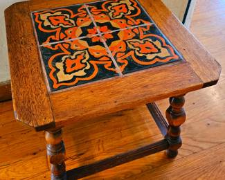 1930's Taylor Tilery Tile Table. Moorish flame four-tile design. (Great condition)