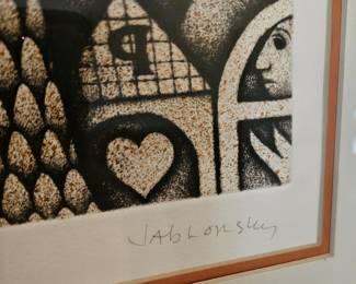 "The Tightrope Walker" LTD ED., hand-signed etching by American artist Carolyn Jablonsky.
