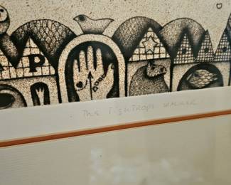 "The Tightrope Walker" LTD ED., hand-signed etching by American artist Carolyn Jablonsky.