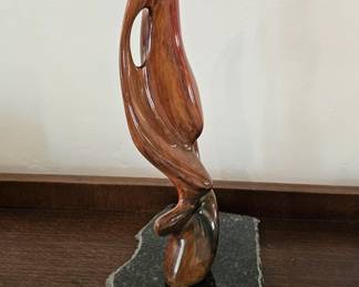 Clement Lemieux - Wood & Granite Sculpture, titled "Coeur d'Etienne".