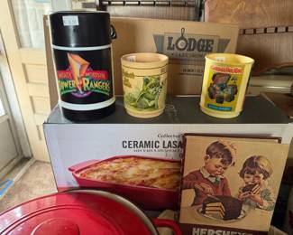 Ceramic Lasagna Dish, Vintage Mugs 