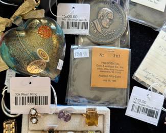 10k Pearl Ring, 14k Purple Stone Ring, 14k Ultramar Watch