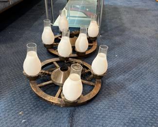 Vintage Wagon Wheel Hanging Lights