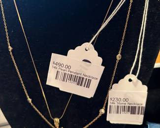 14k Pearl Pendant Necklace, 14k Stone Necklace