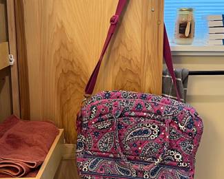 VERA BRADLEY TOTE BAGS  ALSO STACKS OF TOWELS
