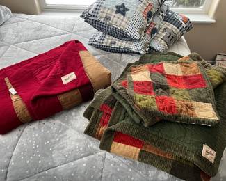 GREEN WOOLRICH CORDUROY COMFORTER  AND RED WOOLRICH COMFORTER
