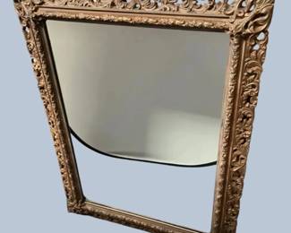 Large Ornate Gold Tone Framed Wall Mirror