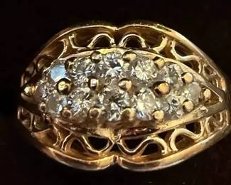 Size 6 14KT Gold Ring with Diamonds