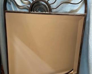 Contemporary Metal Wall Mirror with Sunburst Design