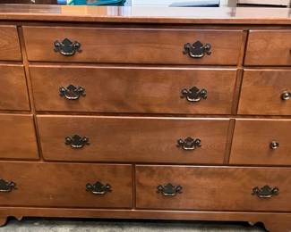 Vintage Ethan Allen 9 Drawer Dresser With Mirror  Solid Wood Bedroom Furniture