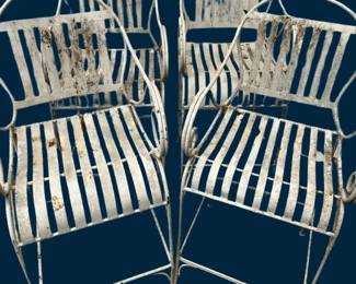 Set of 4 Vintage White Metal Bar Stools  Industrial Patio or Restoration Project