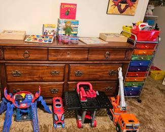 credenza and toys