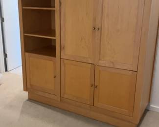 Large Wooden Storage Cabinet with Open Shelving 68 x 26 x 78