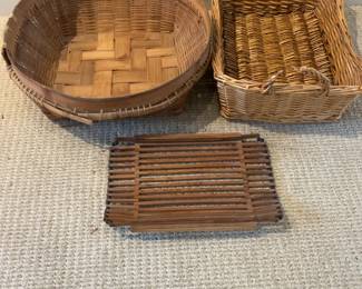 Set of 3 Woven Bamboo and Wicker Decorative Baskets