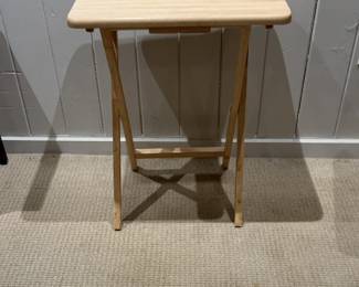 Natural Wood Folding TV Tray Table