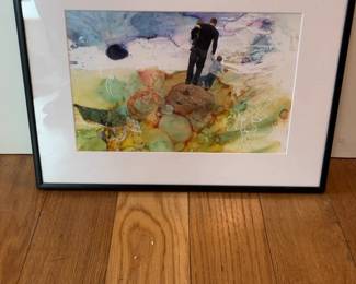 Framed Abstract Family Landscape Mixed Media Art