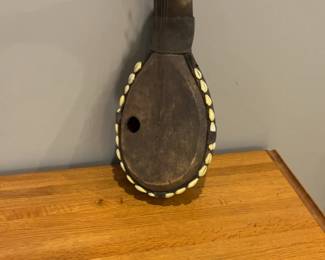 Handcrafted African Kora String Instrument with Cowrie Shell Inlay