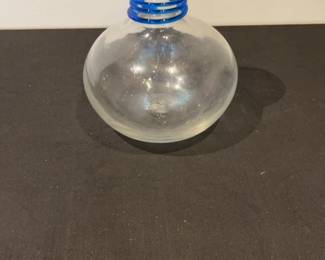 Vintage Blenko Blown Spiral Blue Clear Vase