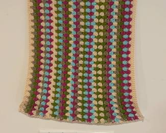 Vintage Hand-Crocheted Granny Square Baby Blanket