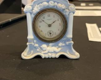 Vintage Wedgwood Blue Jasperware Mantel Clock