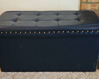 Tufted Storage Ottoman Bench with Nailhead Trim