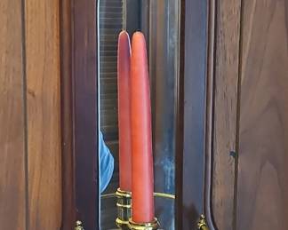 Wooden Wall Sconce with Mirror and Candle Holder