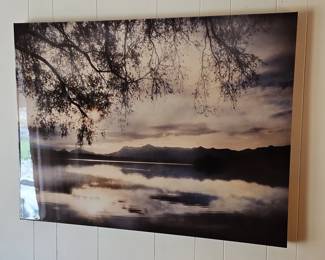 Tree branches over lake landscape