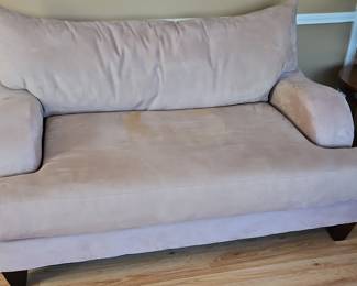Pink Suede Loveseat