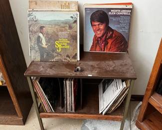 Vintage Vinyl and record storage table