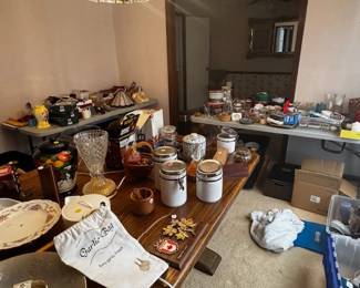 Vintage Kitchenware, brass candlesticks, assorted knickknacks