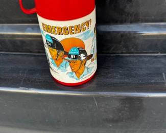 Emergency! tv show thermos, TV memorabillia, lunchbox thermos, firefighter memorabillia