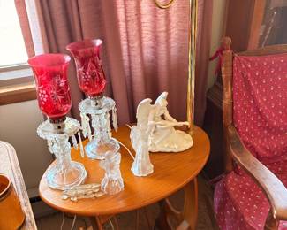 Vintage candle sticks and lamp table.