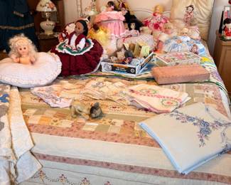 vintage French Provicial bed and bed dolls