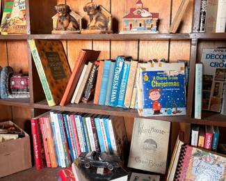 Books and vintage chalk bookends