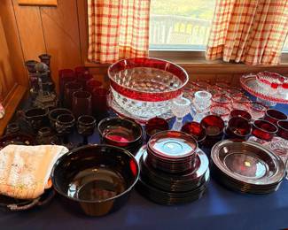 Vintage Ruby red dishes. 