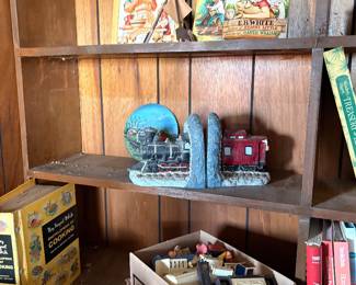 Vintage books and vintage chalk book ends