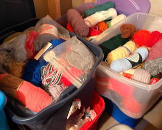 Totes and more totes of yarn