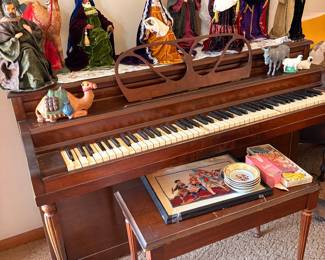 Piano and vintage nativity set