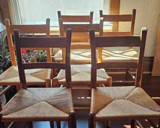 6 Ladder Back Chairs with Rush seats